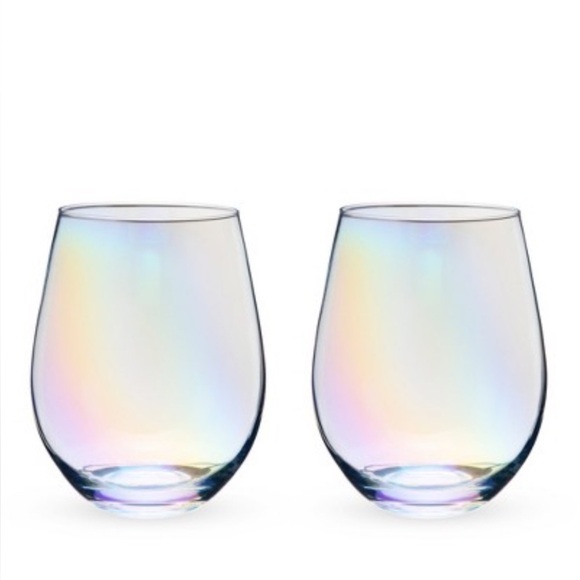 Set of two large size items iridescent stemless wine glasses - Picture 1 of 7